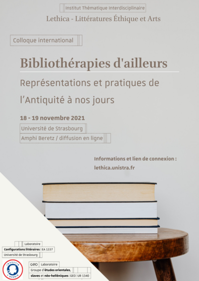 Colloque "Bibliothérapies d'ailleurs : représentations et pratiques de l'Antiquité à nos jours"